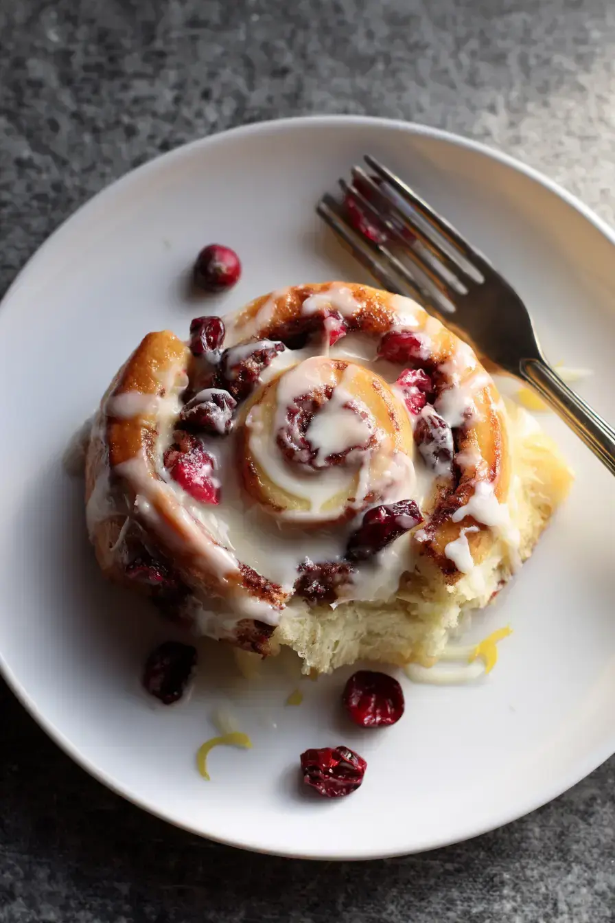 Cranberry Orange Cinnamon Rolls serving presentation