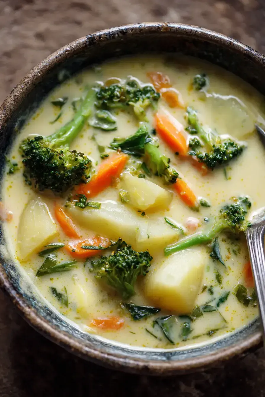 Creamy Vegetable Soup serving presentation
