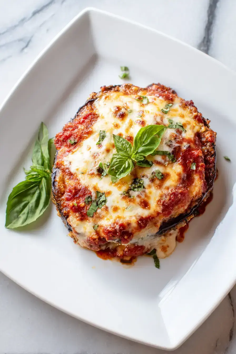 Eggplant Parmesan serving presentation