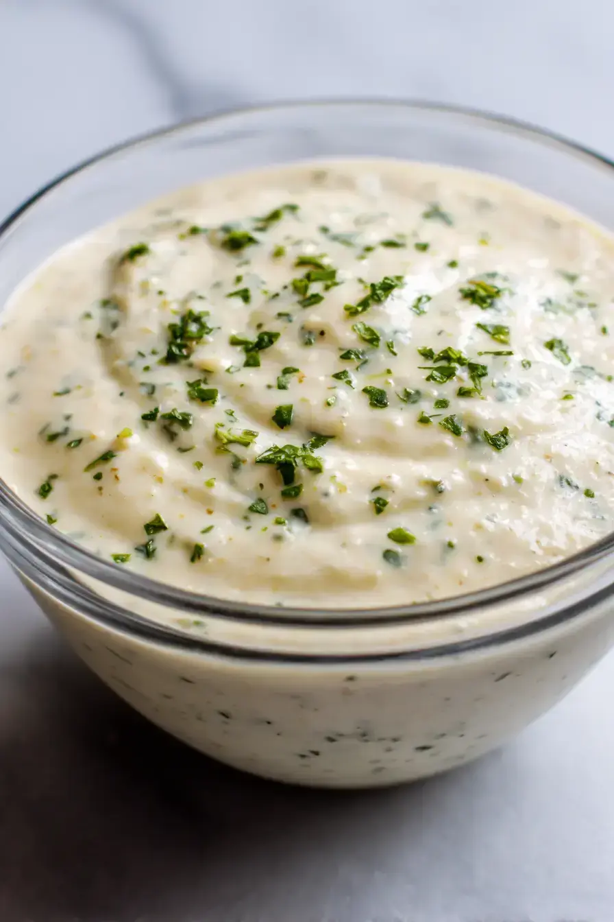 Garlic Parmesan Sauce serving presentation