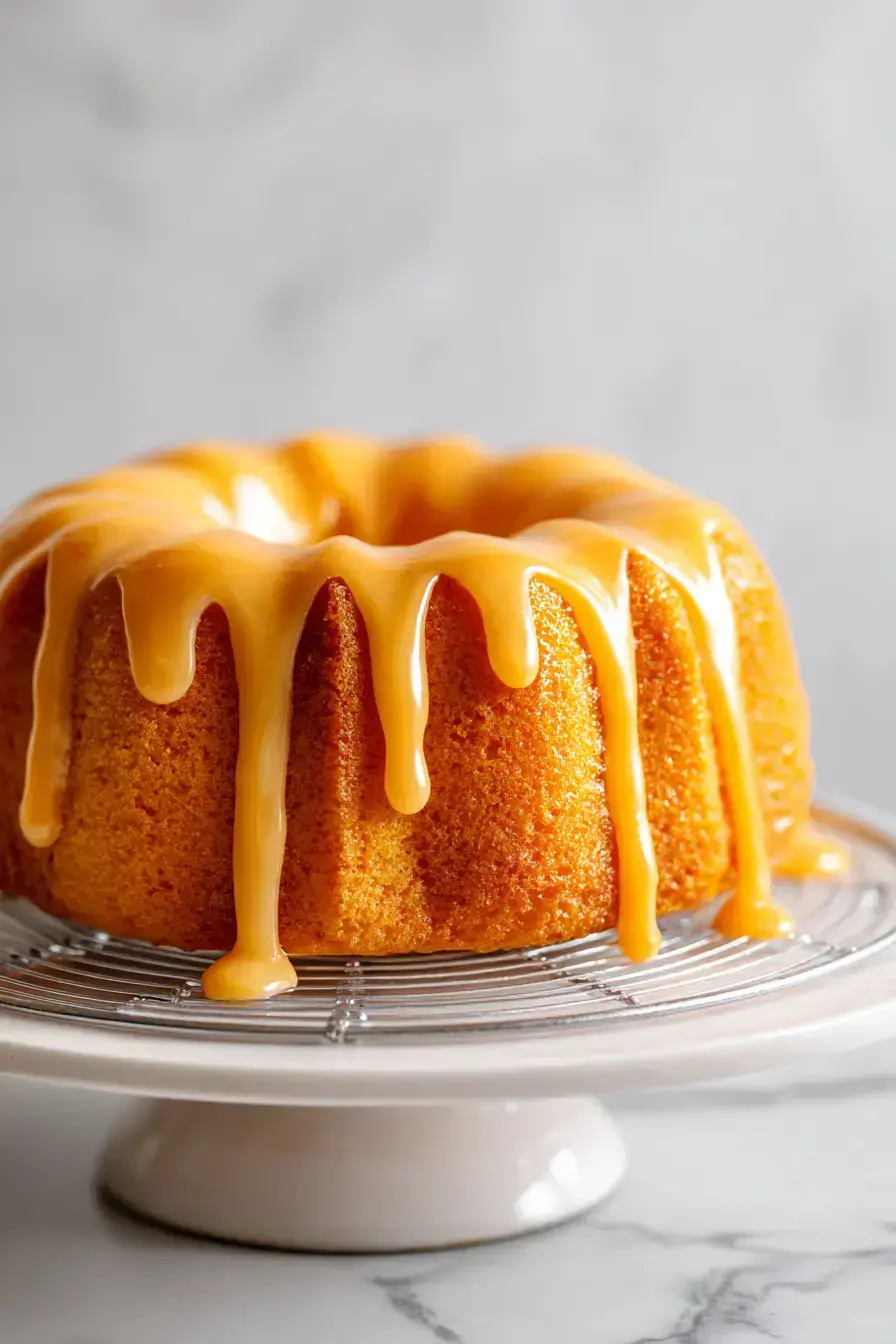 Glazed Orange Bundt Cake serving presentation
