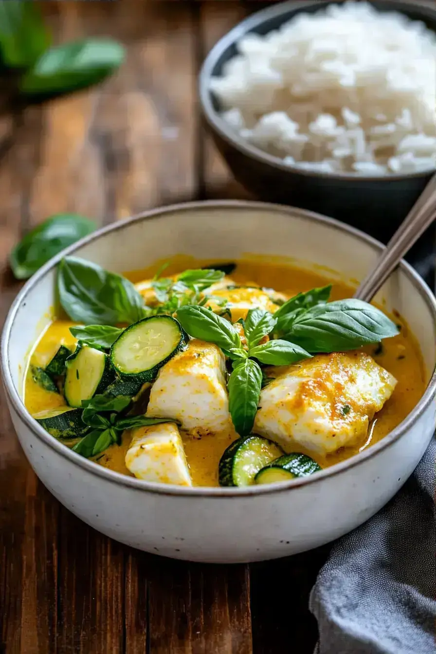 Green Curry Fish serving presentation