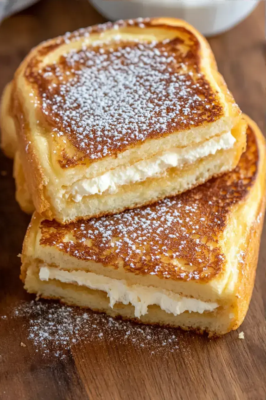 Mascarpone Stuffed French Toast serving presentation