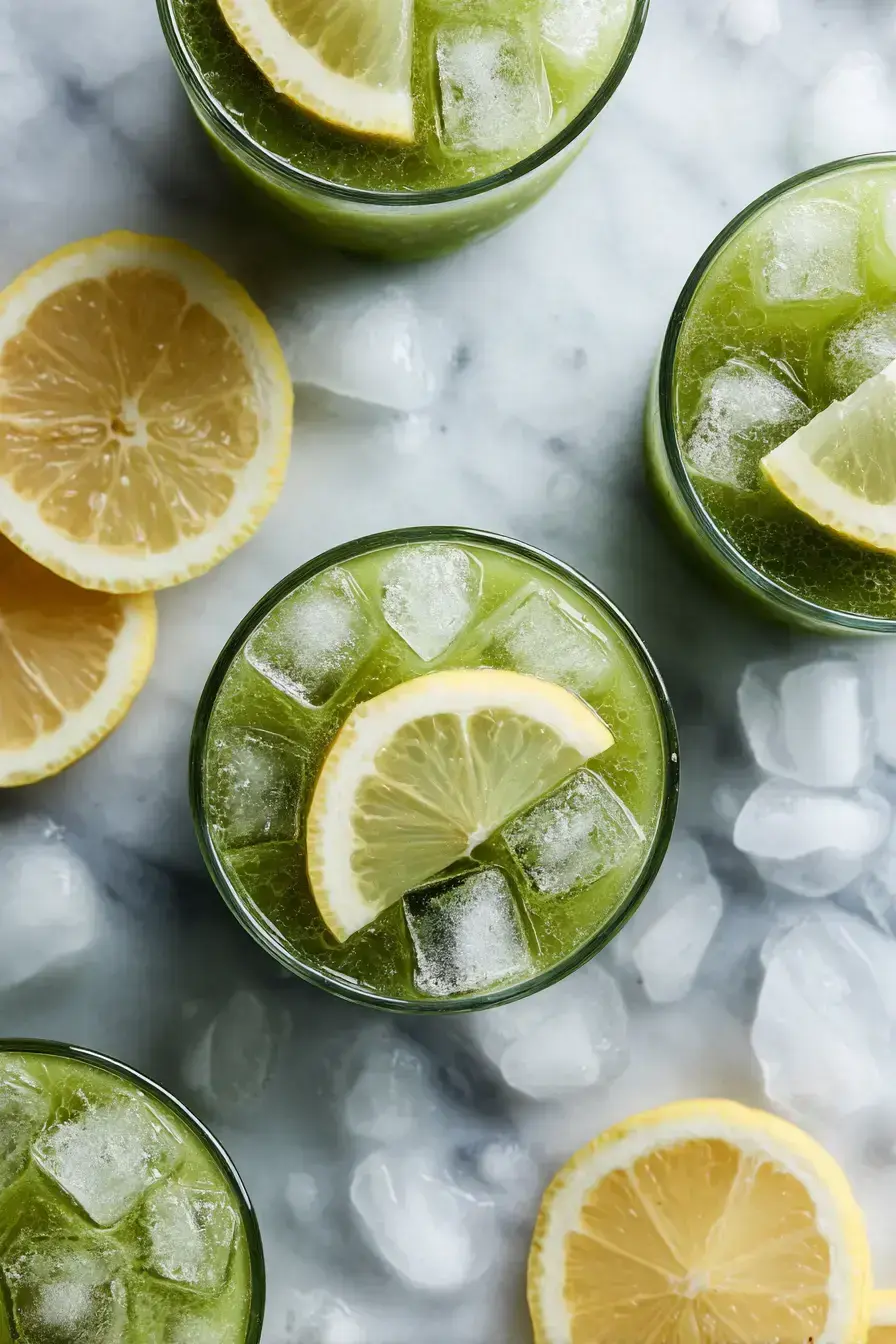 Matcha Lemonade serving presentation