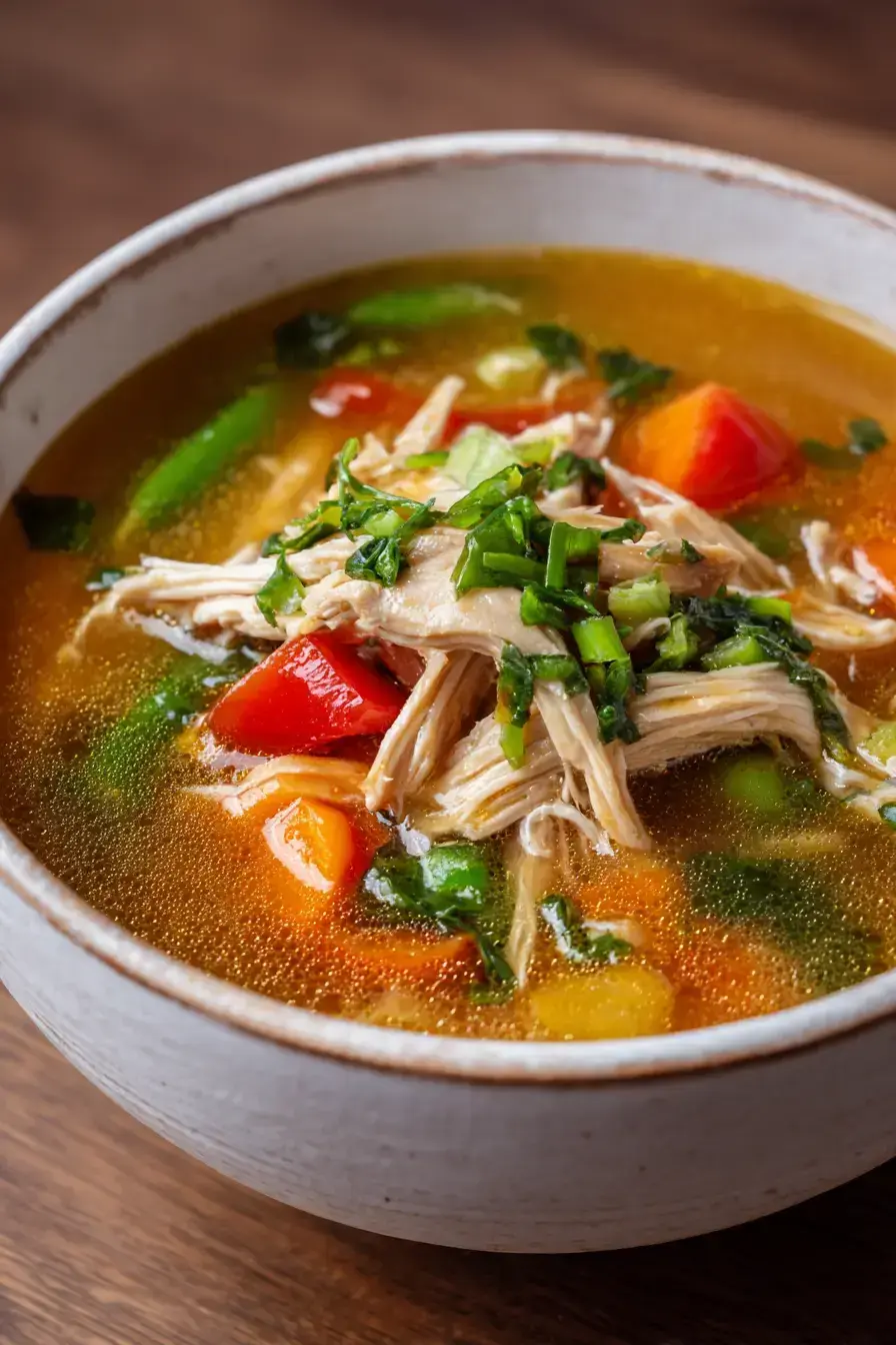 Miso Chicken Soup serving presentation