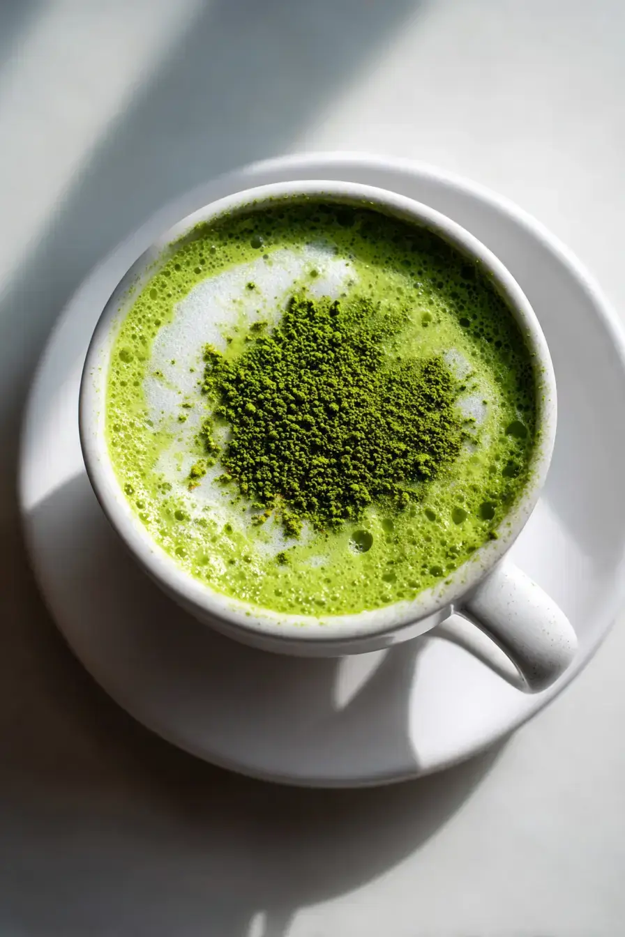 Pistachio Matcha Latte serving presentation