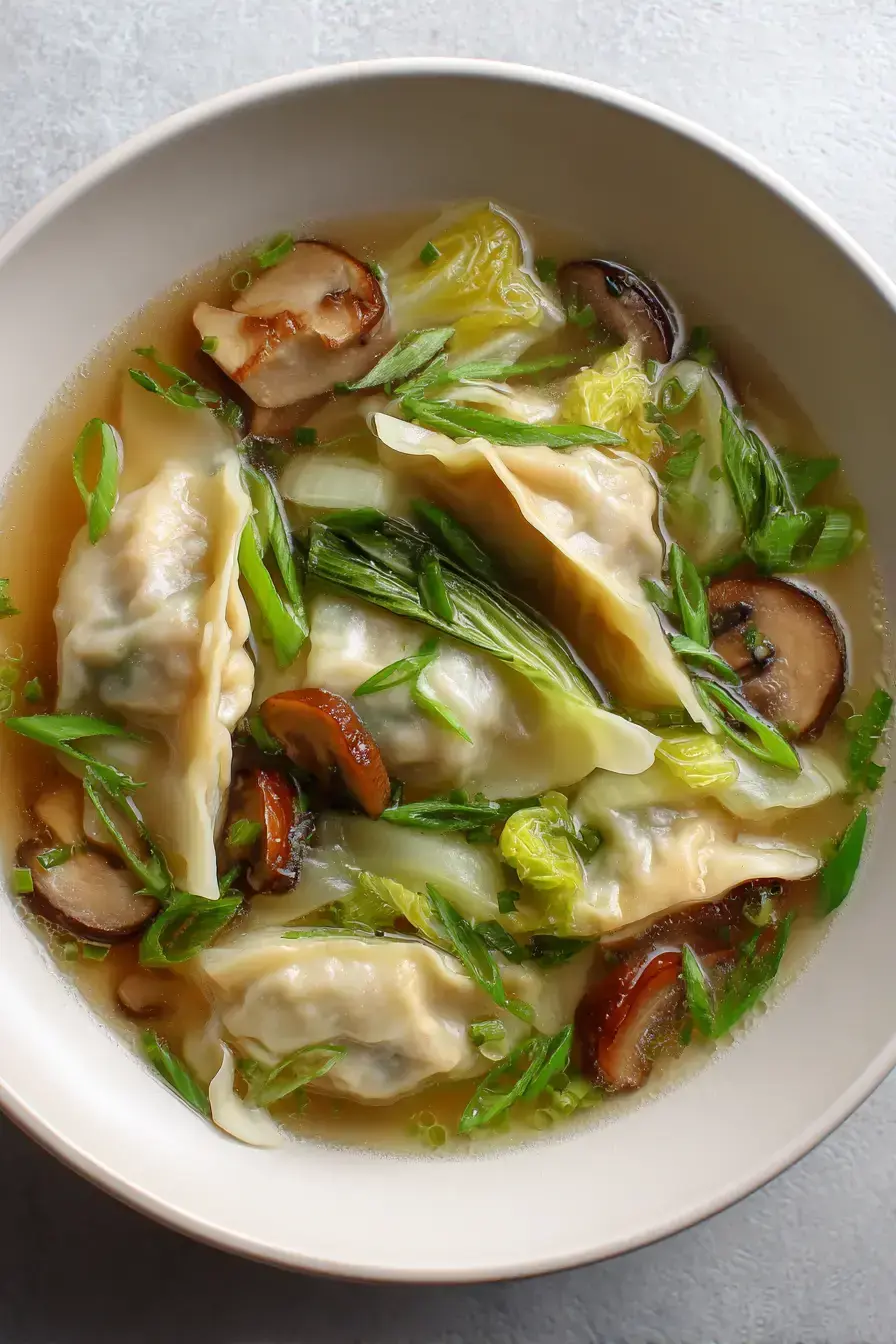Potsticker Soup serving presentation