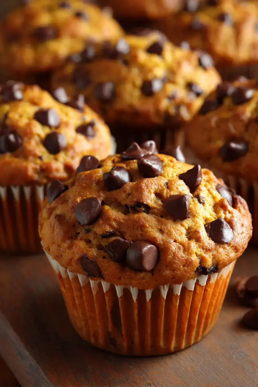 Pumpkin Chocolate Chip Muffins serving presentation