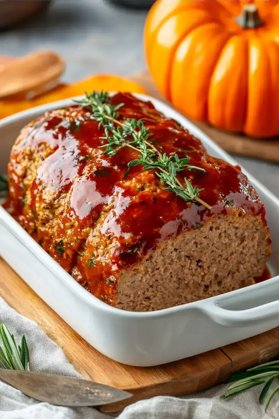 Pumpkin-Shaped Meatloaf serving presentation