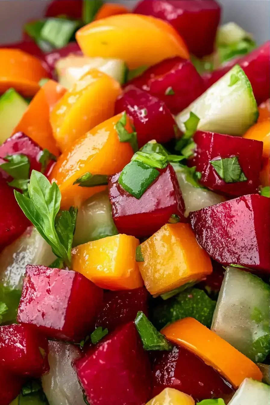 Russian Vinaigrette Salad serving presentation