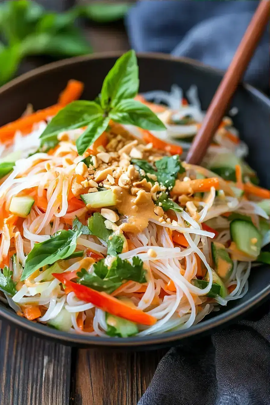 Thai Noodle Salad serving presentation