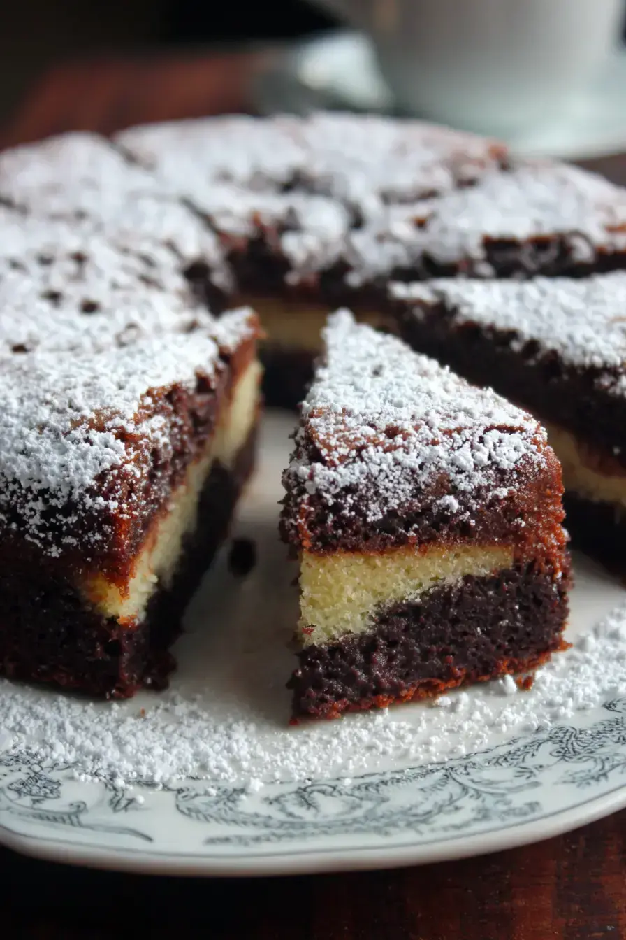 Torta Caprese serving presentation