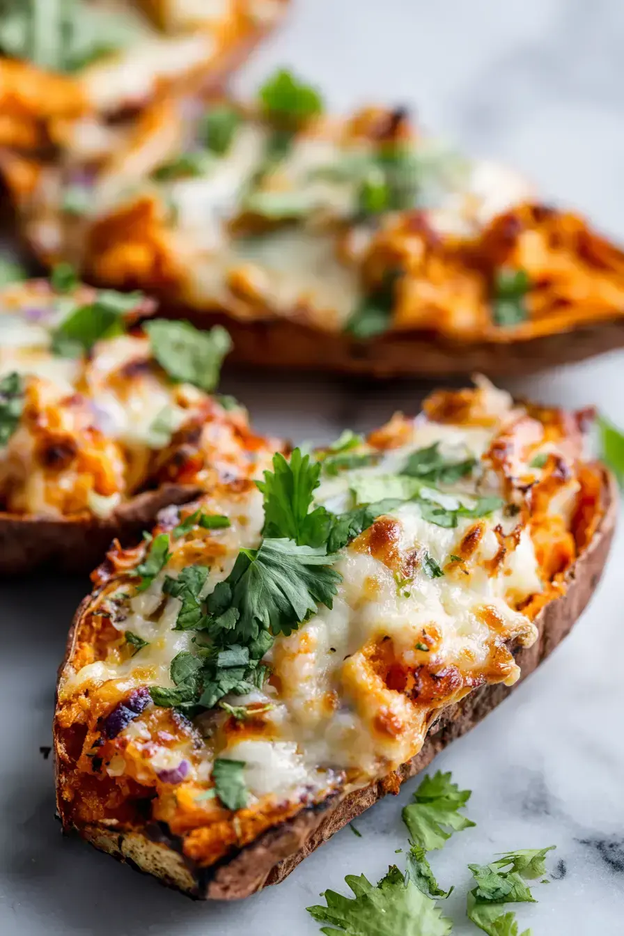 Twice Baked Sweet Potatoes Fajitas serving presentation