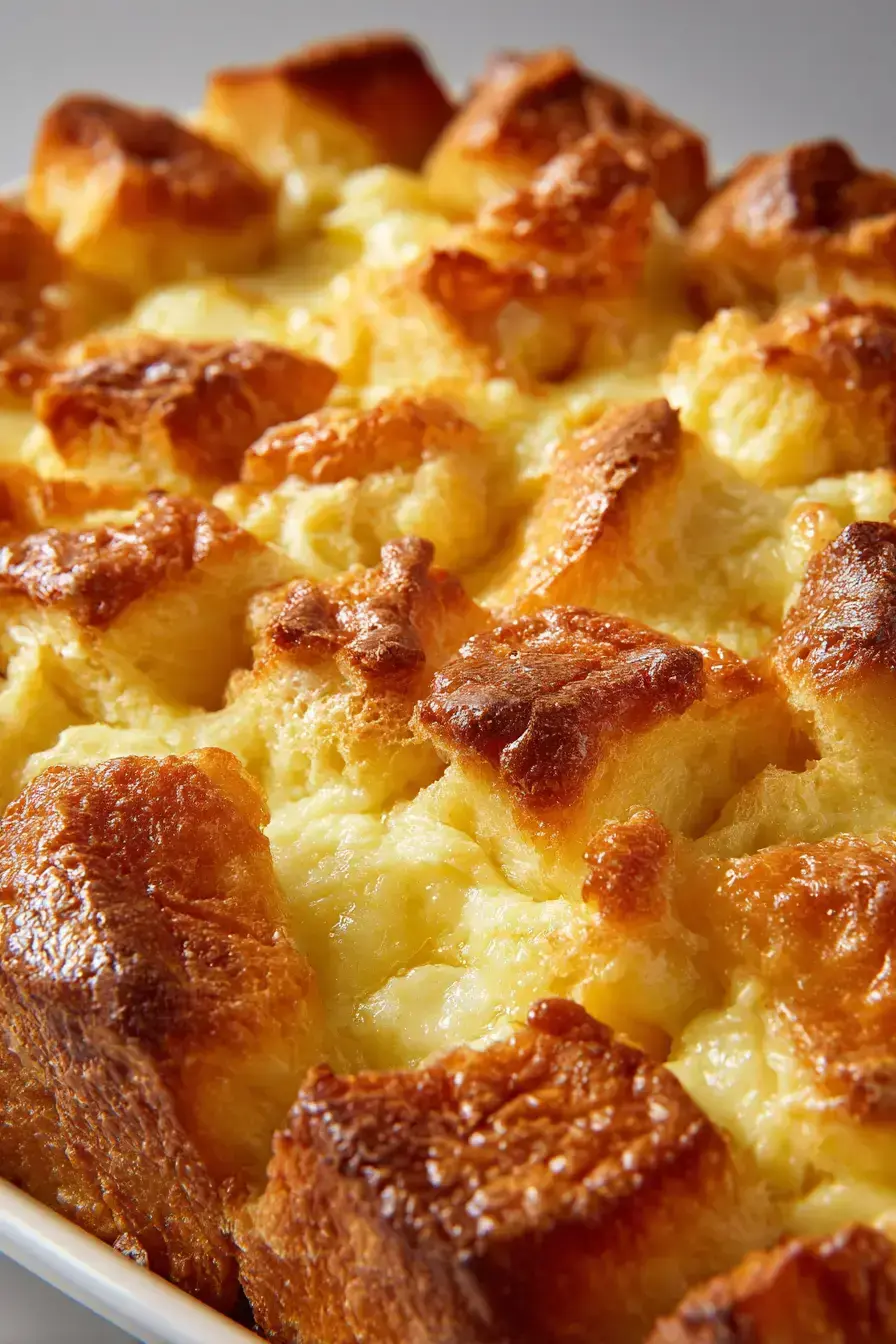 Vanilla Custard Bread Pudding serving presentation