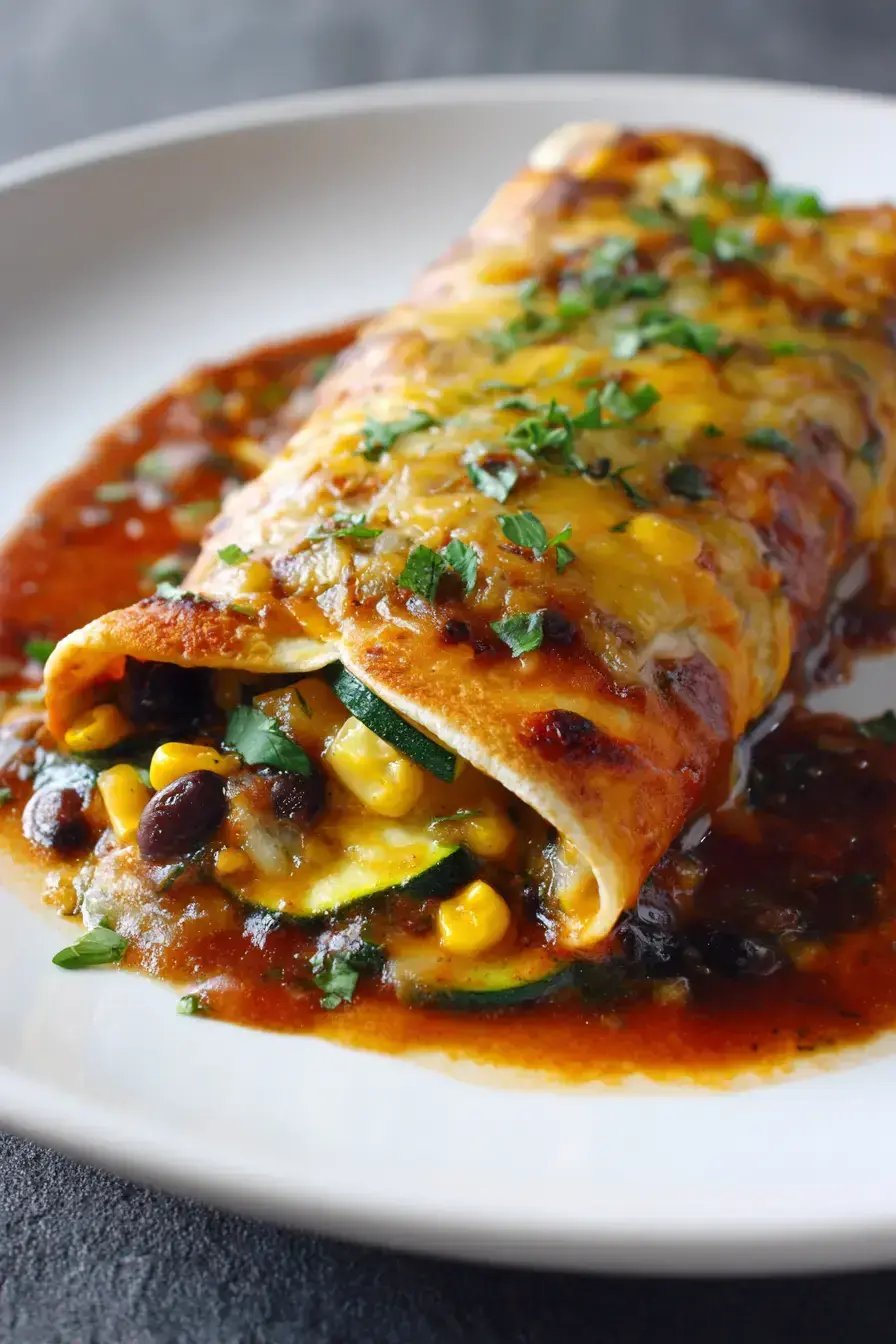 Vegetarian Enchiladas serving presentation