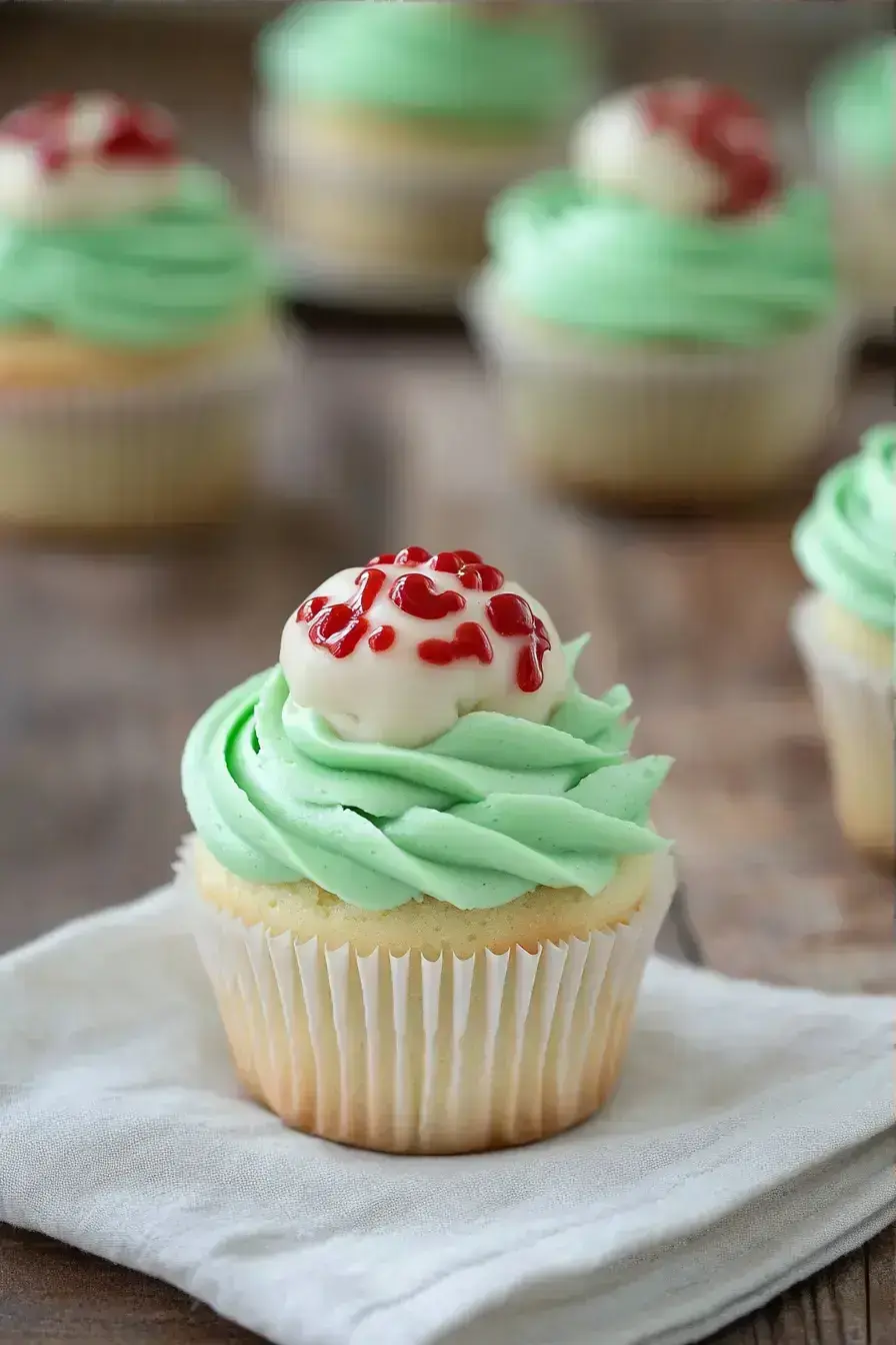 Zombie Brain Explosion Cupcakes serving presentation
