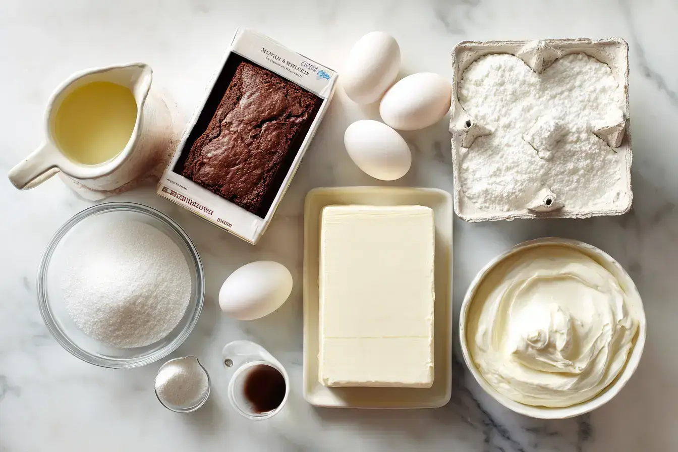 Brownie Refrigerator Cake ingredients preparation