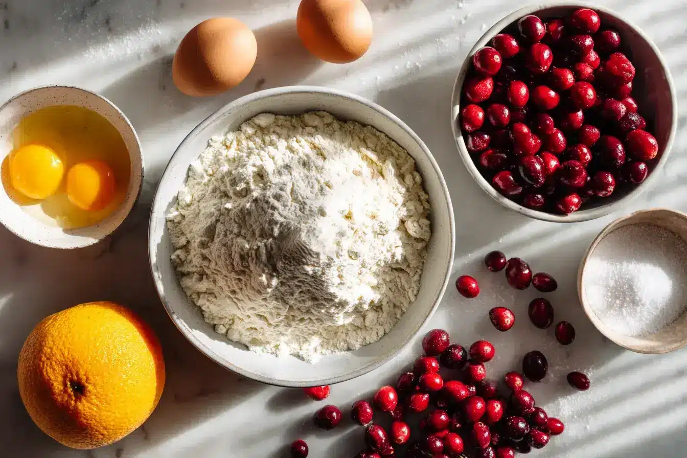 Cranberry Orange Breakfast Cake ingredients preparation