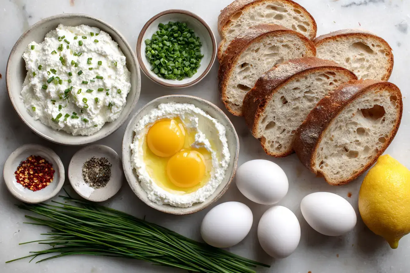 Egg Ricotta Toast ingredients preparation