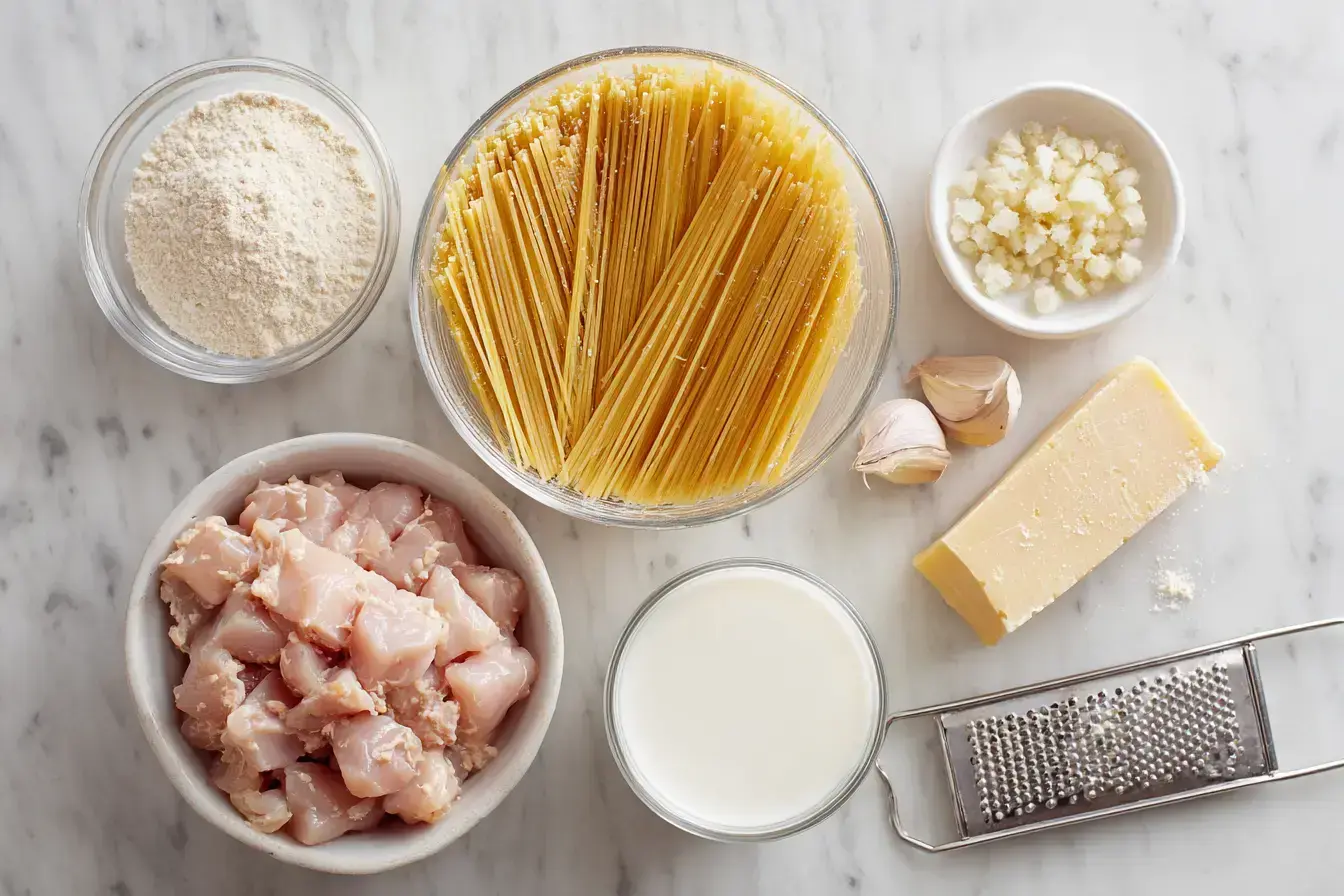 Garlic Parmesan Chicken Spaghetti ingredients preparation