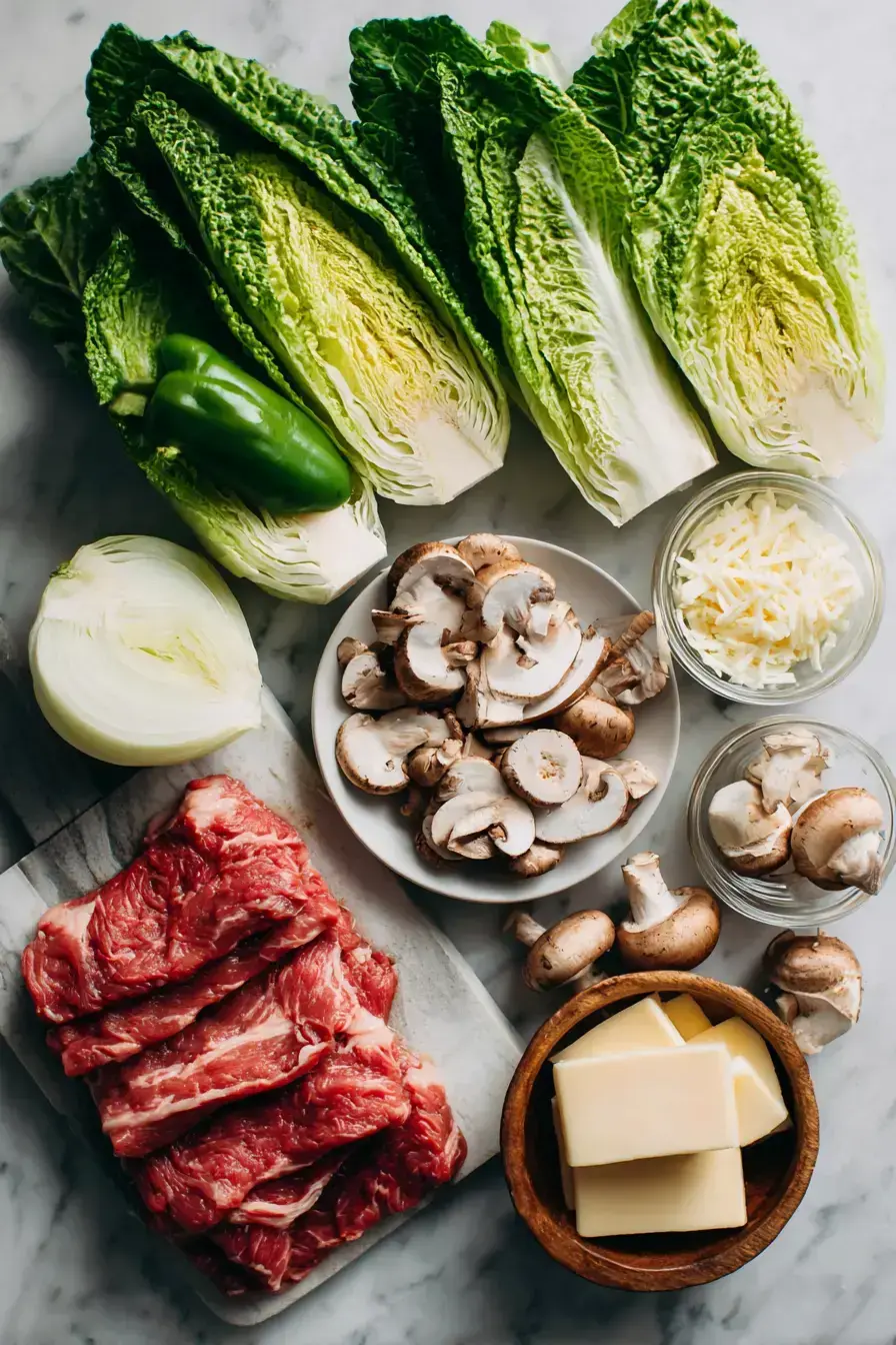 Keto Philly Cheesesteak Rolls ingredients preparation