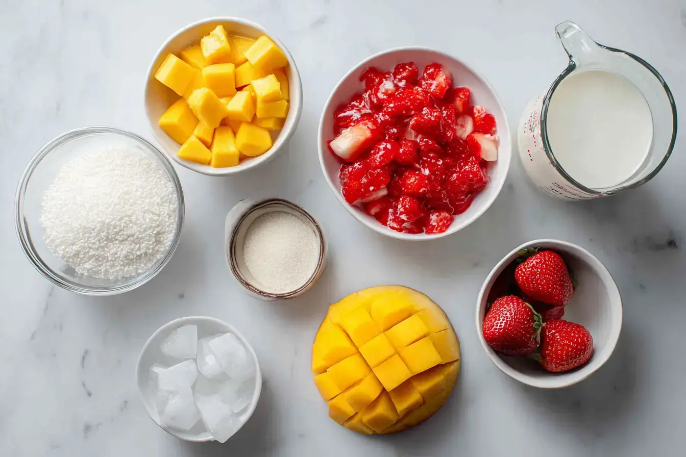 Strawberry Mango Sago ingredients preparation