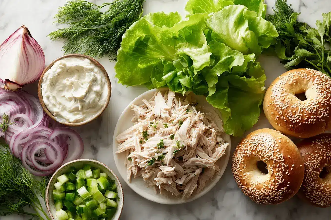 beagle bagel chicken salad recipe ingredients preparation