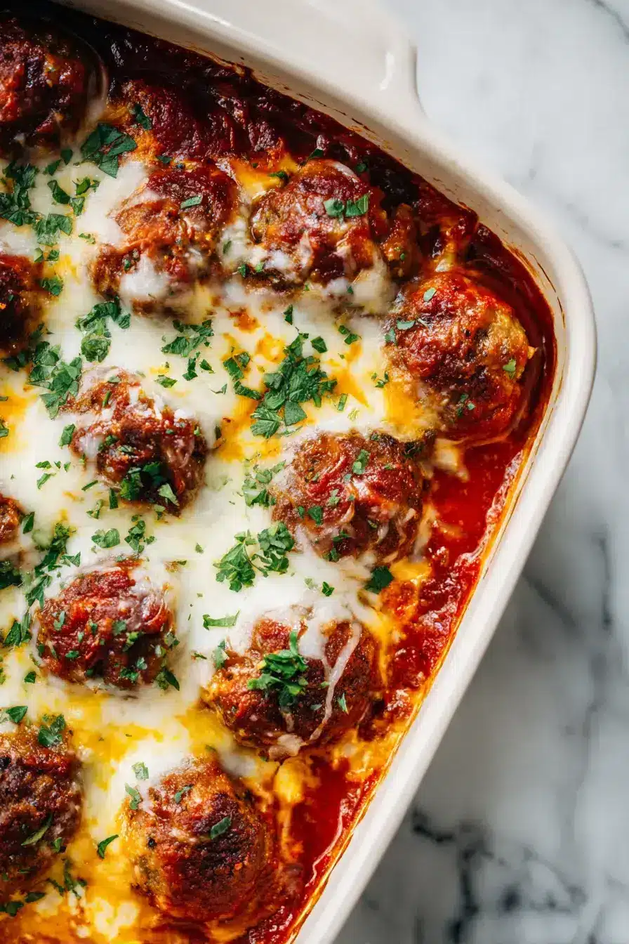 Meatball Casserole recipe finished dish
