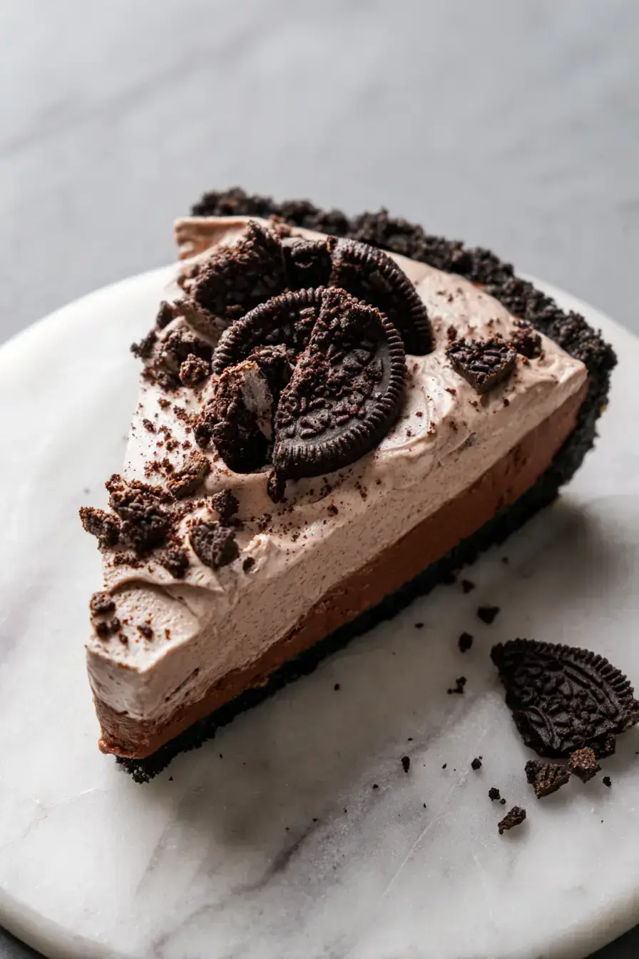 Oreo Chocolate Mousse Pie recipe finished dish