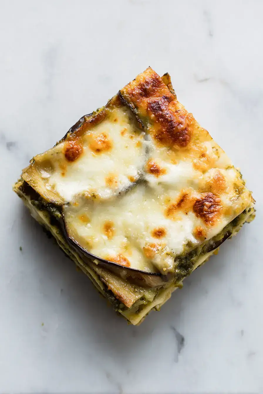 Pesto Eggplant Lasagna recipe finished dish