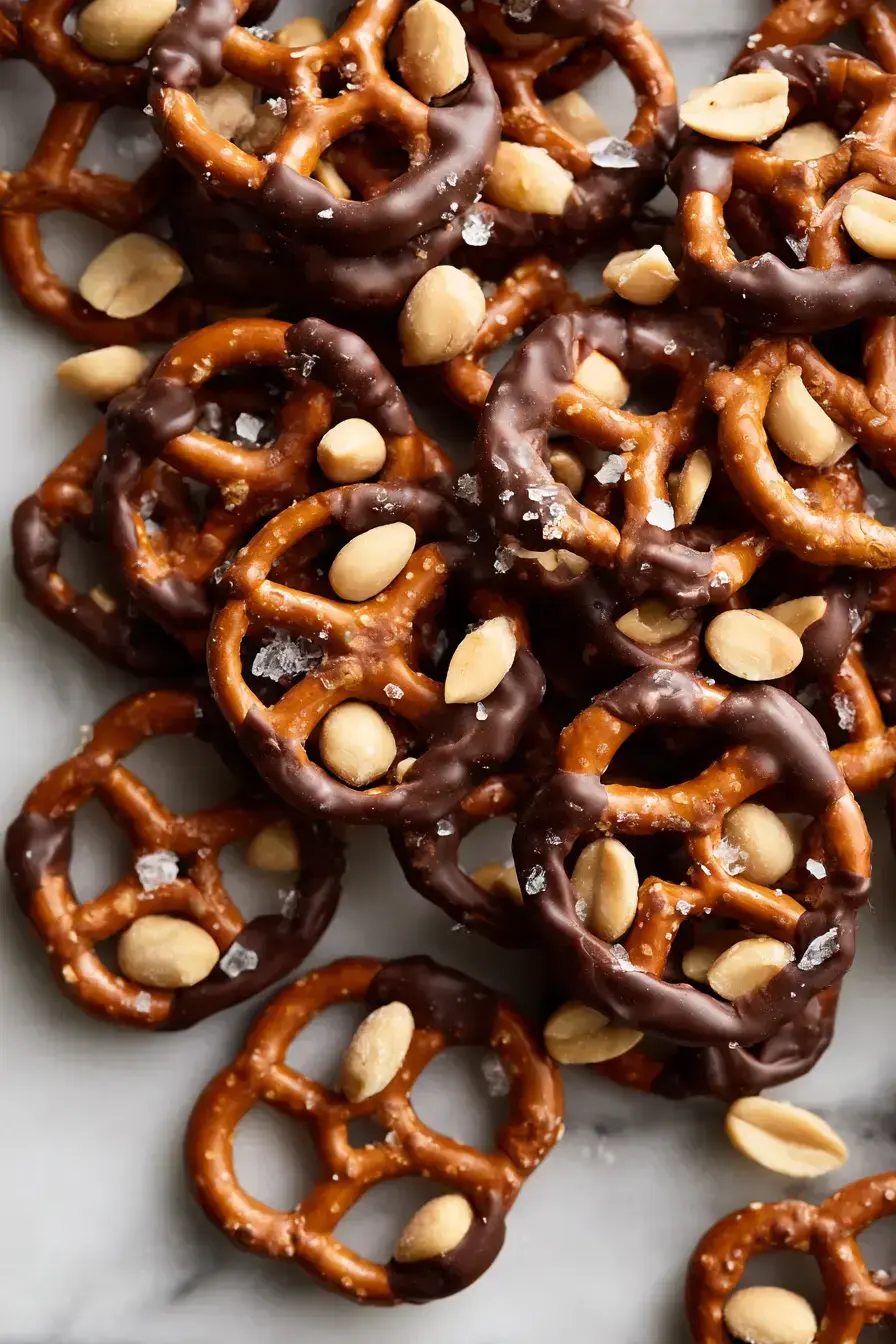 Chocolate Pretzel Clusters serving presentation