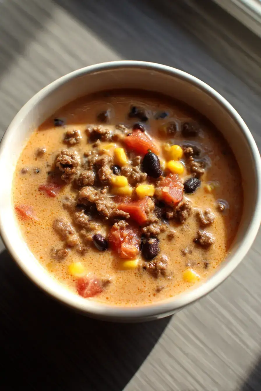 Creamy Cowboy Soup serving presentation