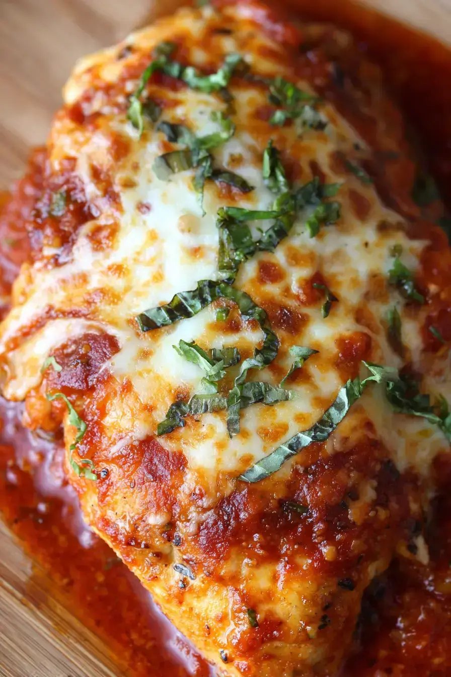 Crockpot Chicken Parmesan serving presentation