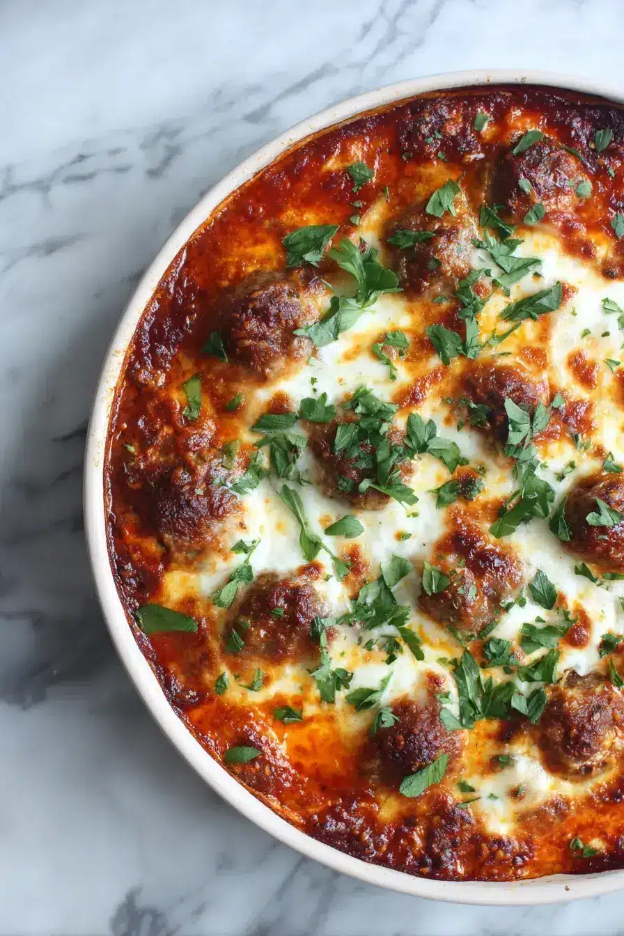 Meatball Casserole serving presentation