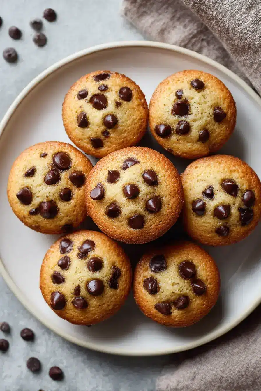 Mini Chocolate Chip Muffins serving presentation