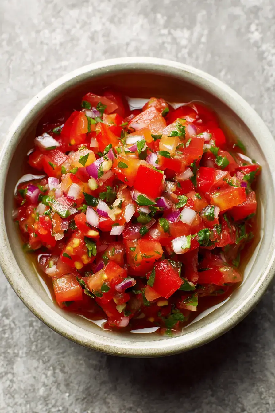 Salsa With Fresh Tomatoes serving presentation