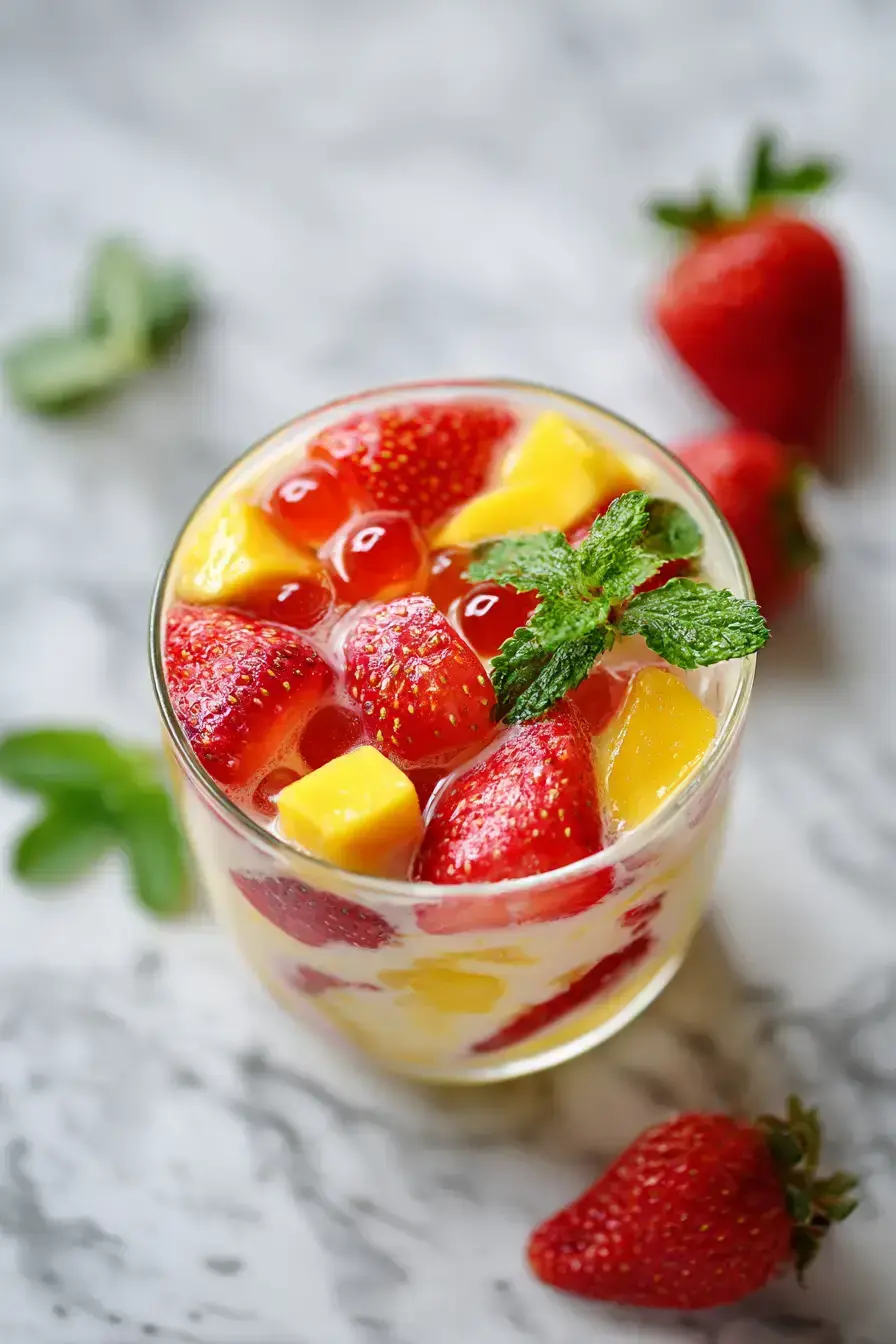 Strawberry Mango Sago serving presentation