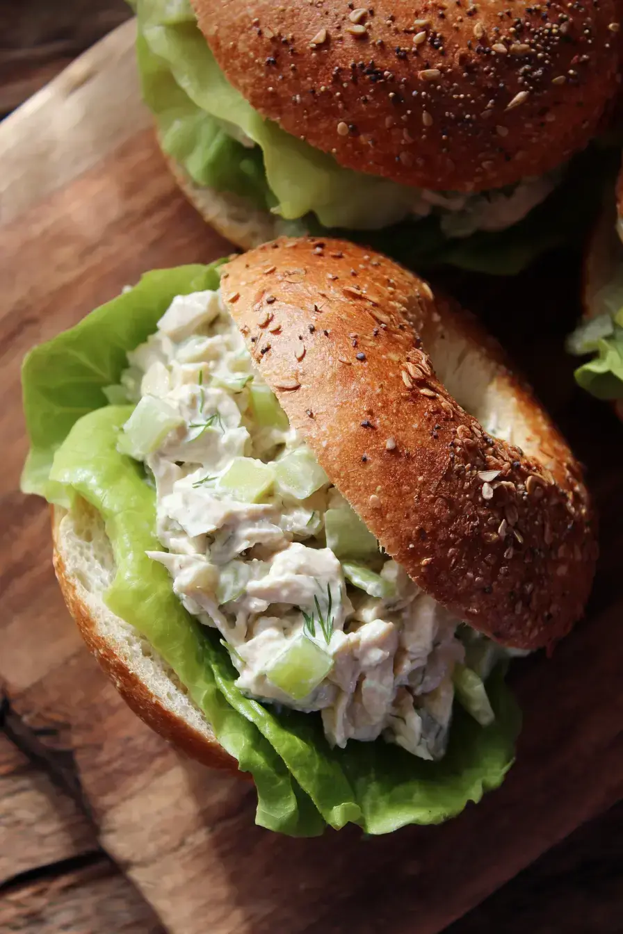 beagle bagel chicken salad recipe serving presentation